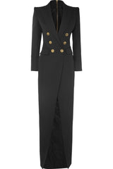 Deep V- Neck Suit Style Cotton Dress