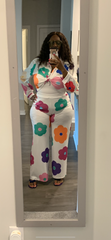 Colorfull Printed Flowers Blouse And Pants